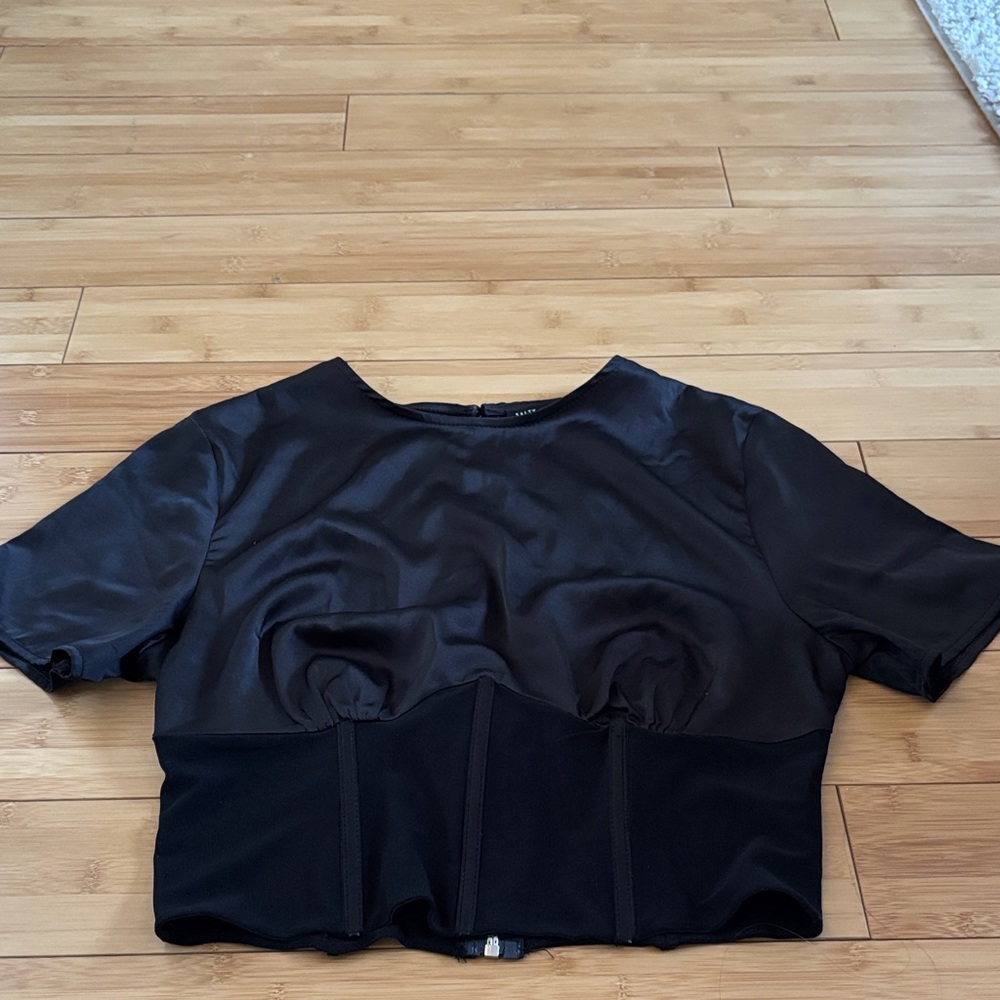 Salty Elegant Black Satin Women's Top with corset